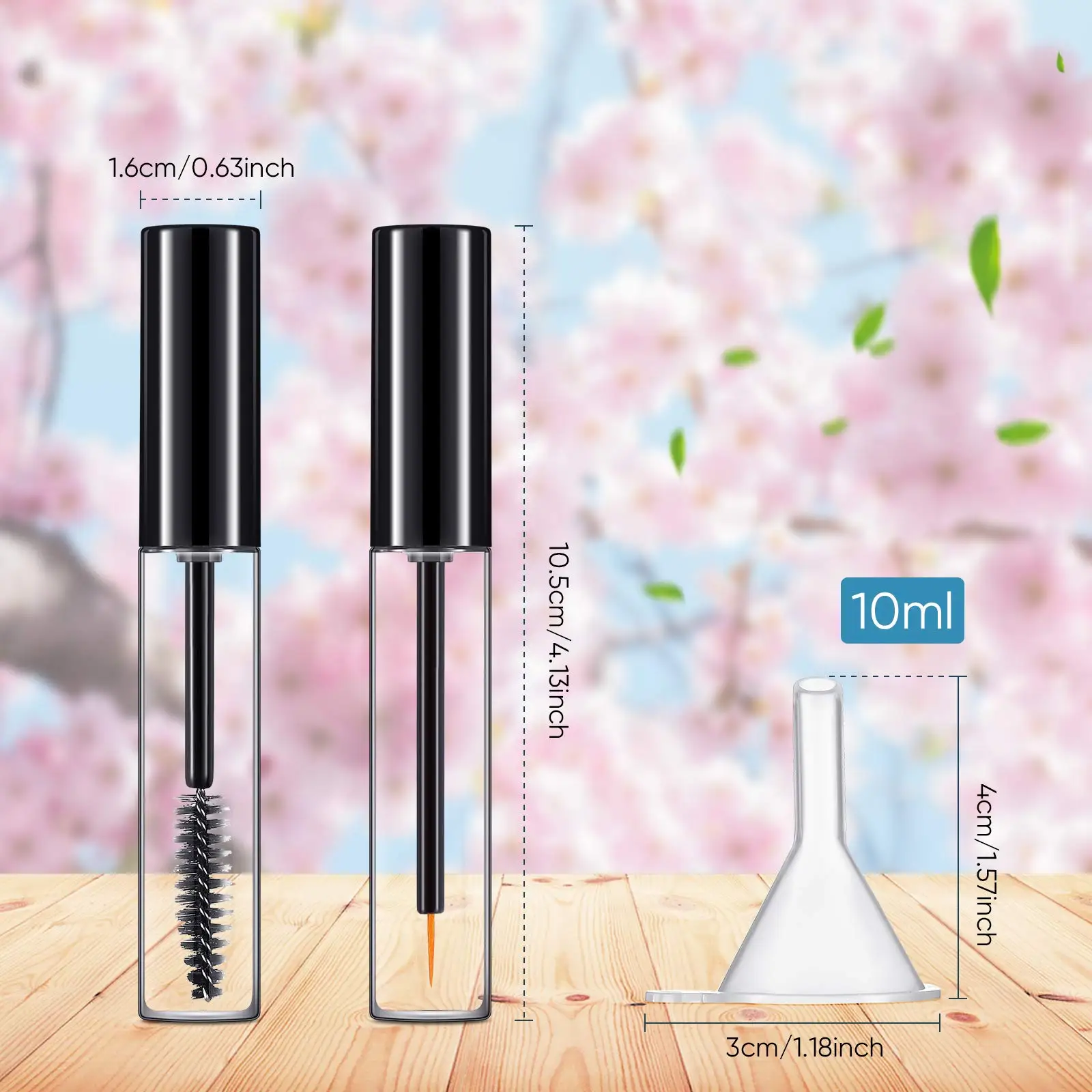 12Pcs 10ml Empty Mascara Tubes Set Includes 4 Eyelash Serum Container Bottles, 4 Liquid Eyeliner Containers, 4 Funnels f