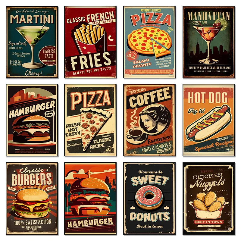 

Food&Drink Aperol Beer Coffee Manhattan Mojito Retro Cocktail Poster Print Wall Art Pictures Diamond Painting For Room Home De