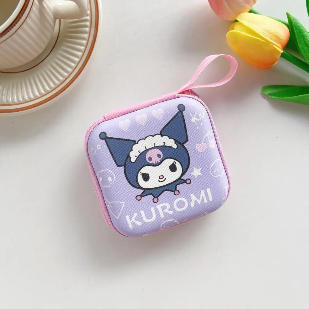 U Disk Data Cable Zipper Bag For Earphone Protection Bag Storage Coin Lipstick Folding Mini Storage Pocket Pouch Cartoon Kuromi