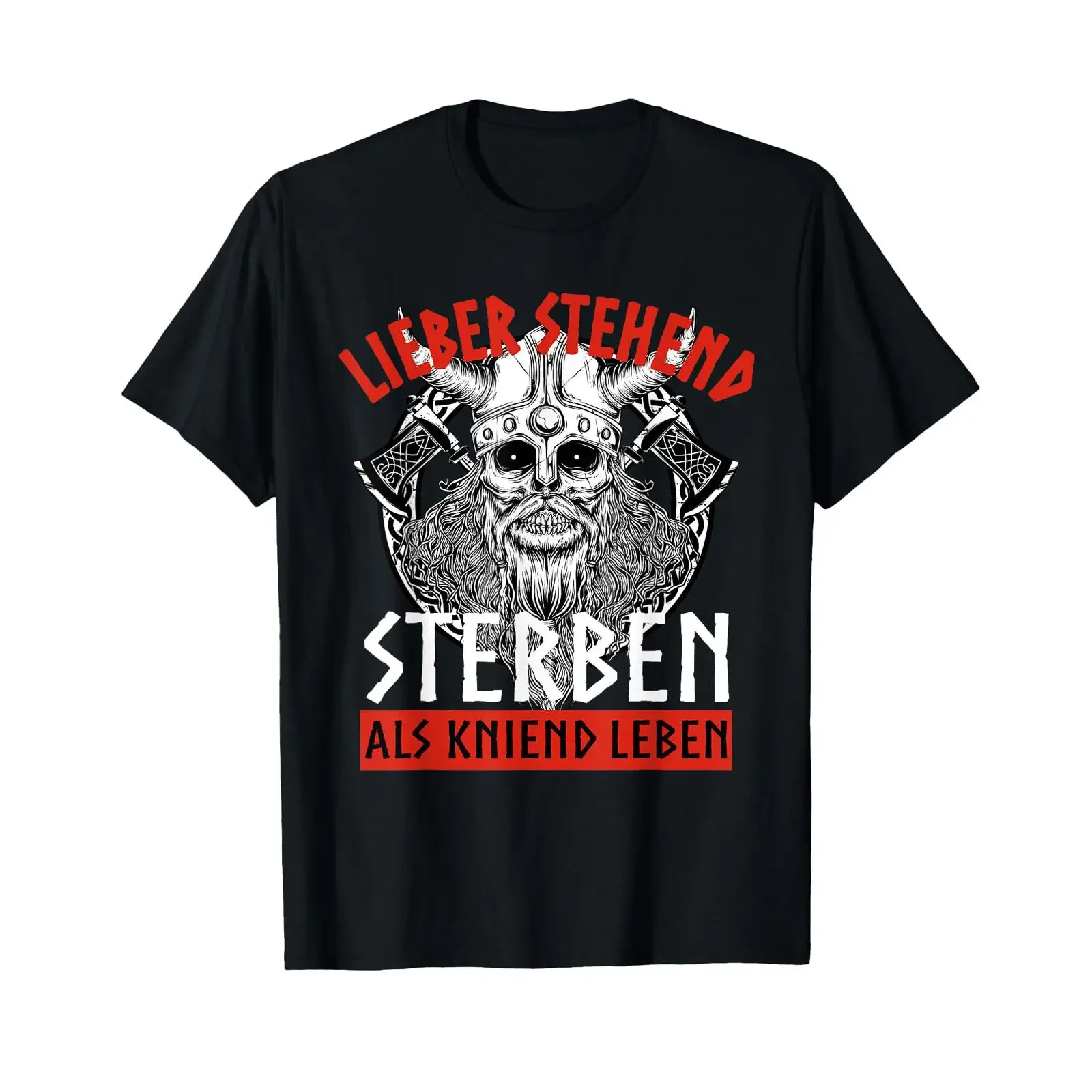 T Shirt with German Text Lieber Stehben als kniend leben vintage Washed Comfortable Breathable fashion Versatile Stylish Unisex