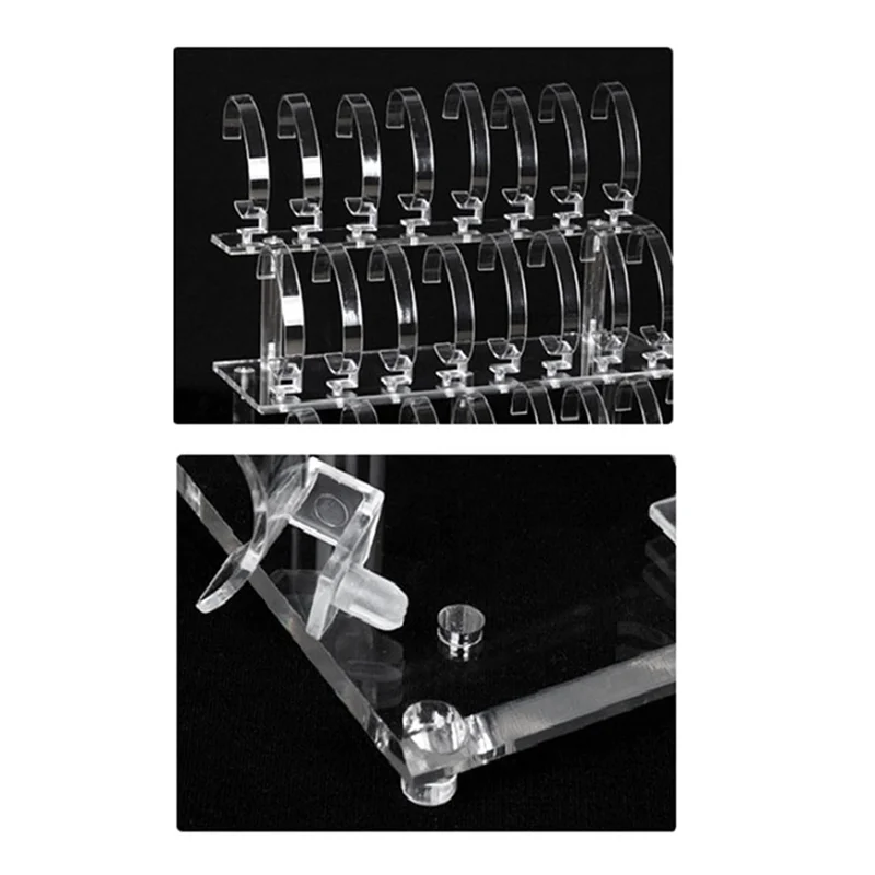 

2X Clear 24 Bits Acrylic Watch Display Holder Stand Rack Showcase Tool Transparent Wristwatch Stand Case Bracelet Hold