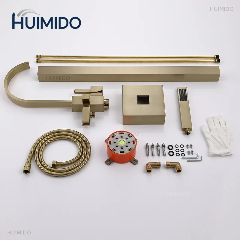 Bathroom Sanitary Ware Bathtub Faucet Solid Brass Floor Freestanding Bathtub Tap Faucet Contemporary Made In China In Gold Color