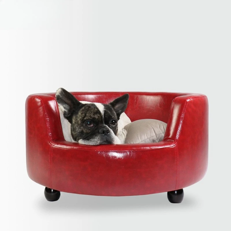 

Creative kennel autumn and winter warm dog bed pet nest pad leather sofa wooden, breathable kennel