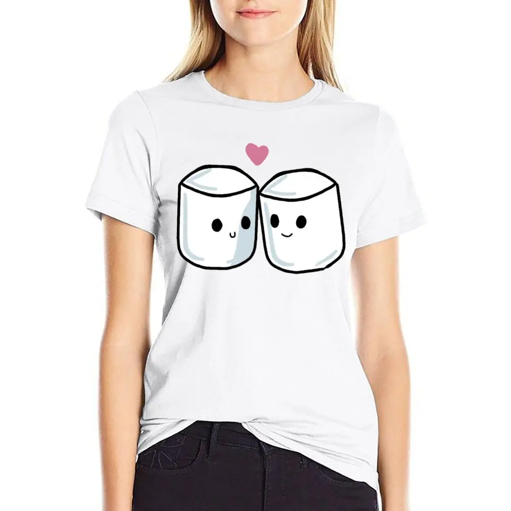 Marshmallows Happy Camper Marshmallows 4 Crewneck T-shirt Sport Tees Funny Graphic Novelty Fitness