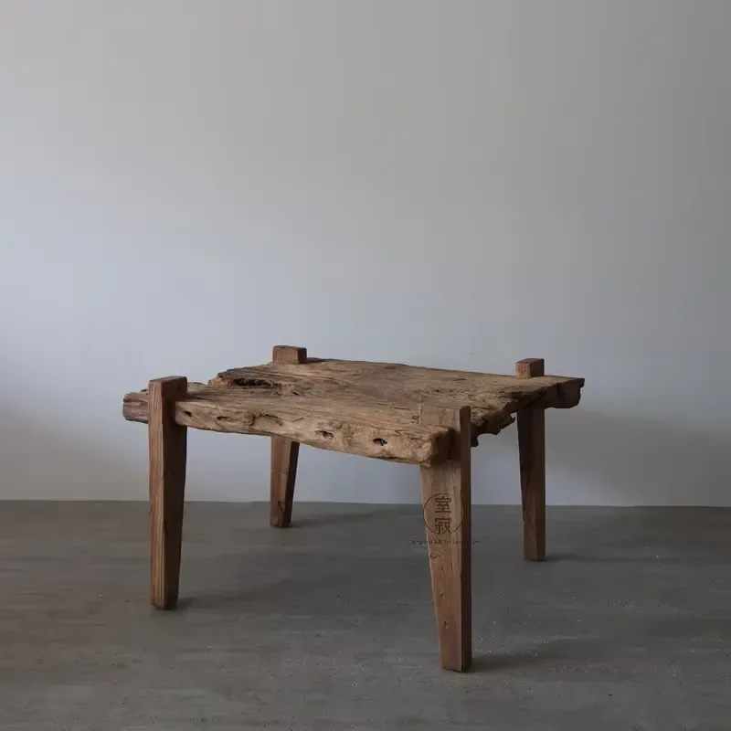 Handmade Solid Wood Dining Table Natural Grain Wabi Sabi Style Unique Shape Coffee Table Furniture Home Decoration Natural