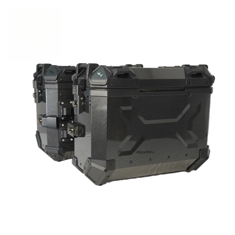 High Quality 36L-X Carbon Fiber Pattern Straight Edge Water Transfer Box for Motorcycles Black Lock & Black Lift-Off Tail Boxes