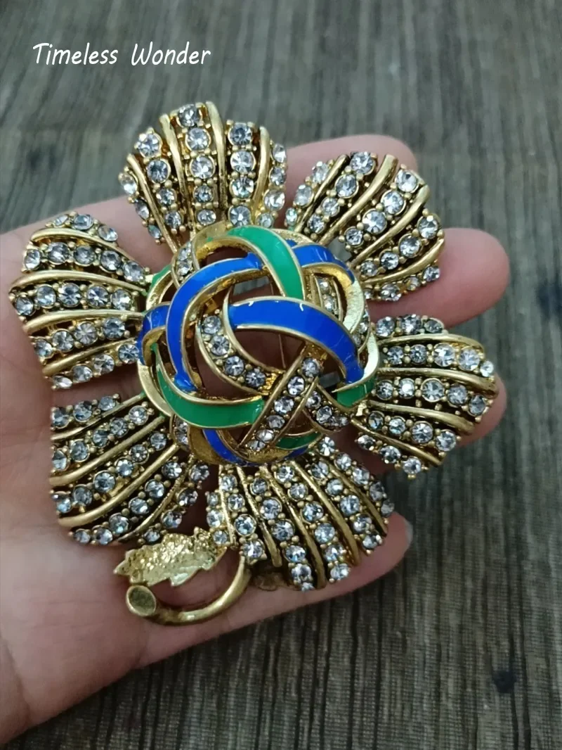 Timeless Wonder Fancy Enamel Zircon Floral Brooch Pins for Women Designer Jewelry Runway Top Punk Luxury Cute Rare Gift 7568