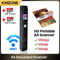 A4 Document Scanner Portable Scanner LED Display Mobile HD 1050DPI Color Book File Photo Scanner Support JPEG Format 32G TFCard