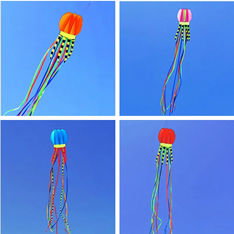 

free shipping 8m jellyfish kites flying octopus kevlar paragliding jeux exterieur enfant toy sports linha de pipa outdoor games