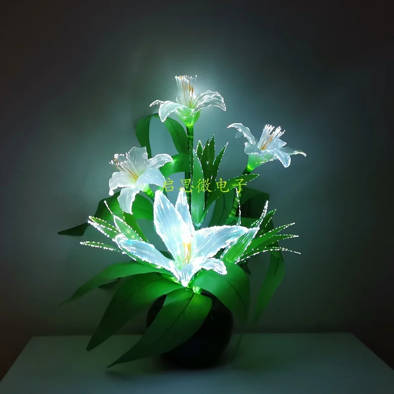 Multicolored Change Artificial Flowers Lamp Lily Table Light Indoor Home Office Shop Hotel Bar Decor Lampara De Noche Dormitorio