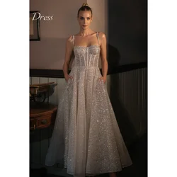 Anna White Shiny Gala Dresses Woman 2024 for Party Line A Formal Dress Women Elegant Evening Dresses for Women Luxury Backless