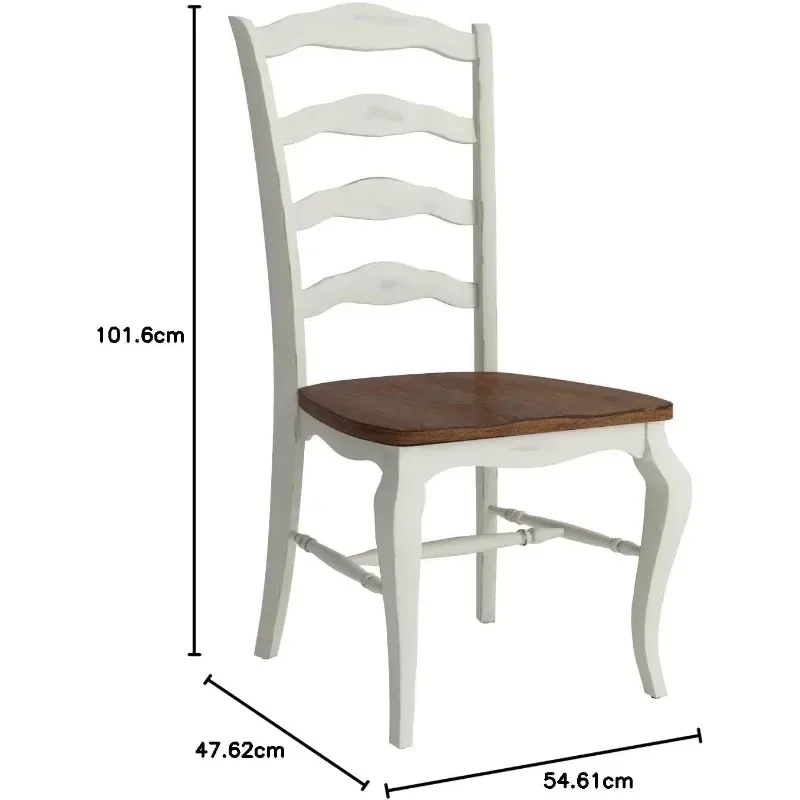 Home Styles French Countryside Oak/White Pair of Chairs with Distressed Oak and Rubbed White Finish 16.5D x 17.75W x 18H in