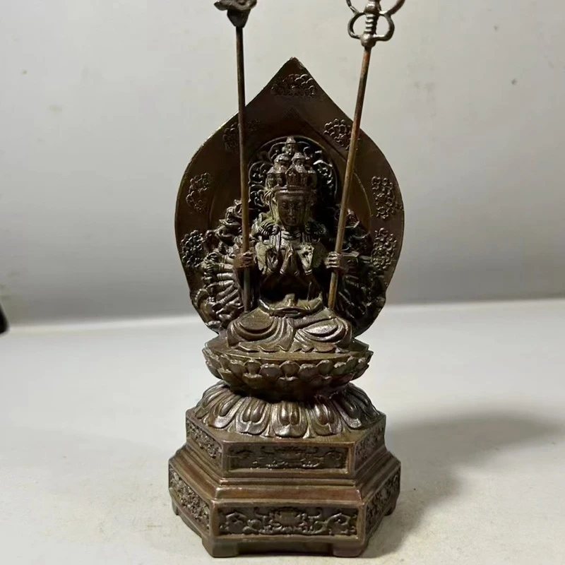 Thousand-Handed Ornament Sitting on Lotus, Guanyin Buddha Statue for Home Temple Supplies, Decorative Craf