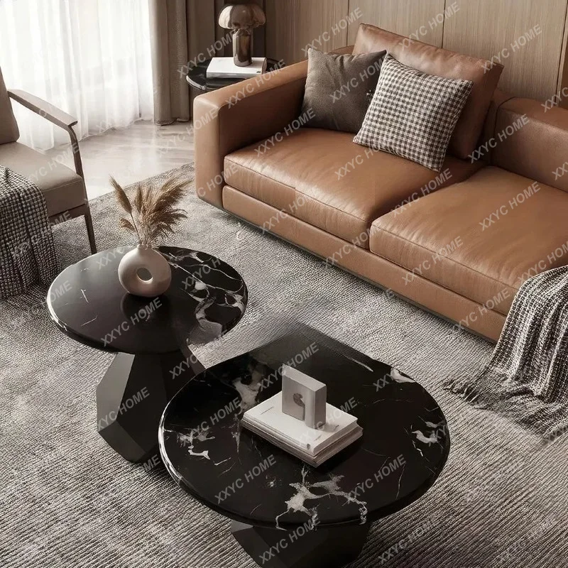 XXLight luxury rock slab coffee table Modern simple oval storage, luxury design quality