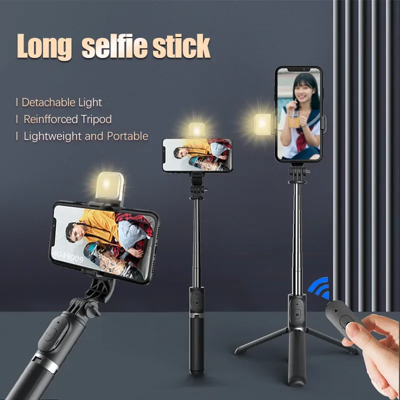 COOL die Q02S nouveau trépied sans fil bluetooth selfie stick trépied pliable monopode avec lumière de remplissage obturateur bluetooth pour Smartphone