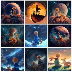 5D DIY Diamond Painting Anime Little Prince and Fox Rose Full Square Rhinestones Mosaic Cross Stitch Embroidery Picture Y69