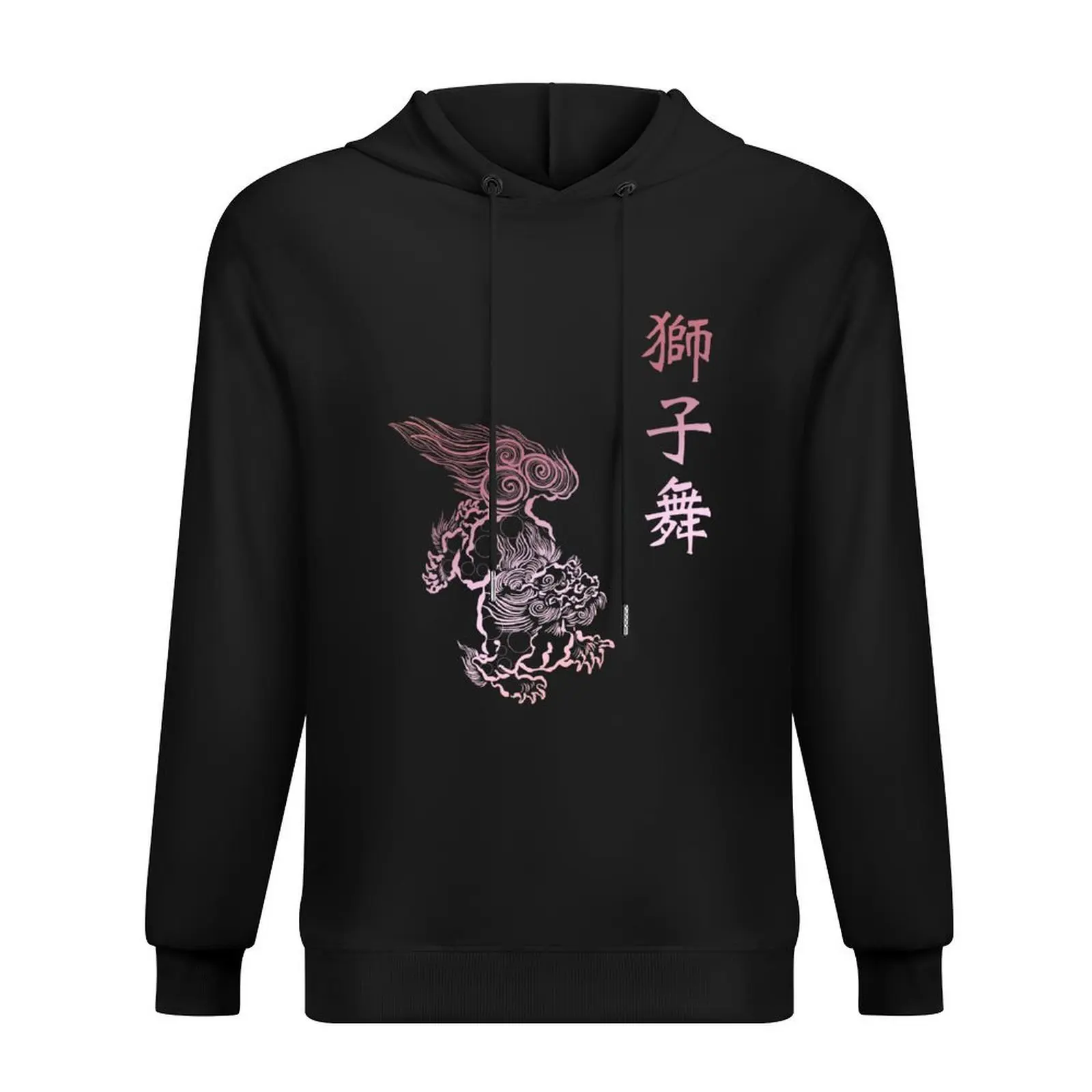 

Pink gradient Japanese Karajishi on grayish cerulean Hoodie male clothes clothes for men hoodie man