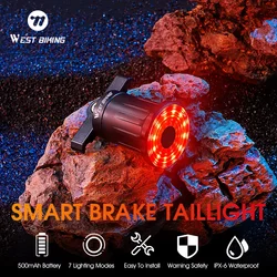 Waterproof Smart Bicycle Light Auto Brake Sensing MTB Road Bike Rear Light LED Flashlight USB Charging Lamp Cycling Taillight