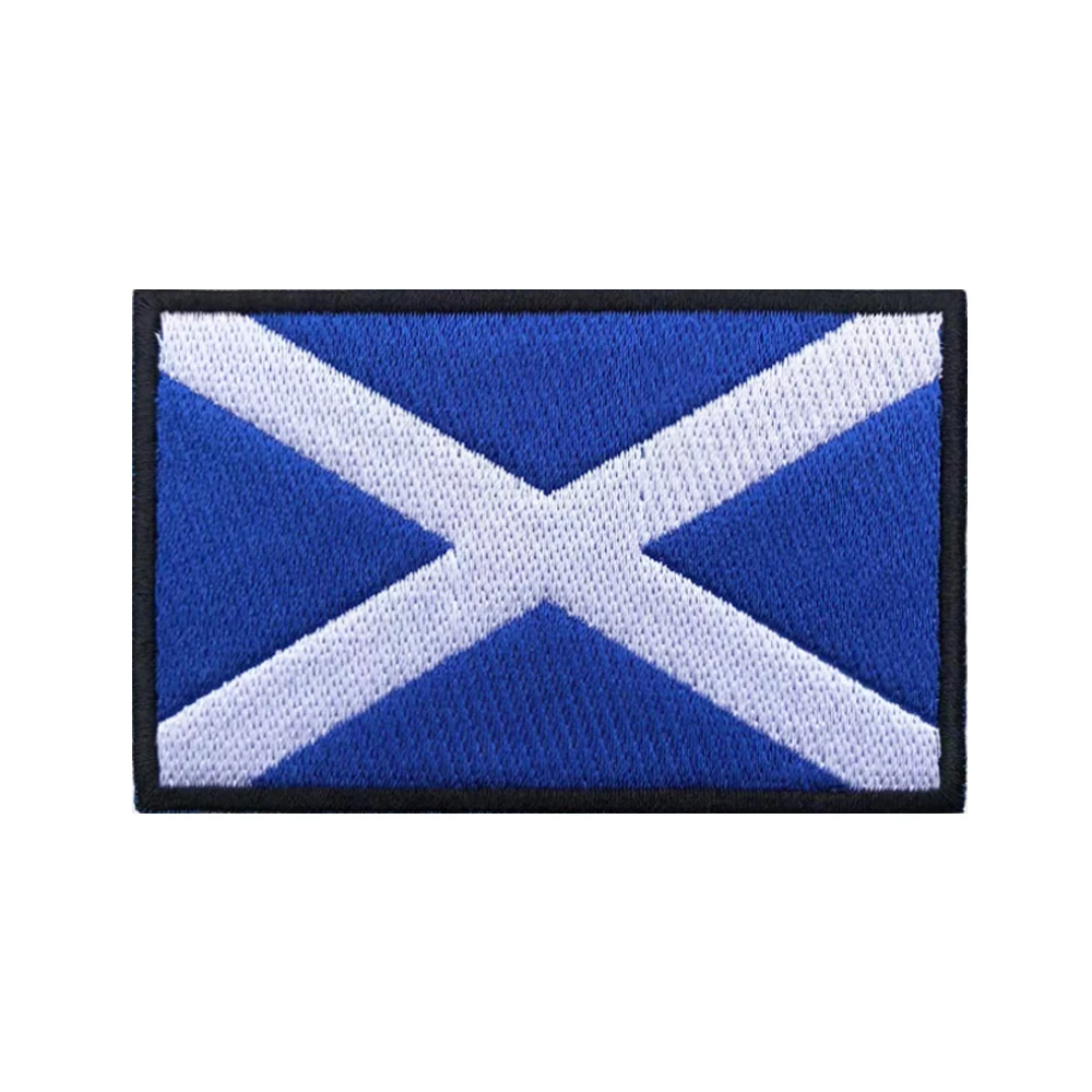 1PC Scottish Flag Scotland Patches Armband Embroidered Patch Hook & Loop Or Iron On Embroidery  Badge Military Stripe