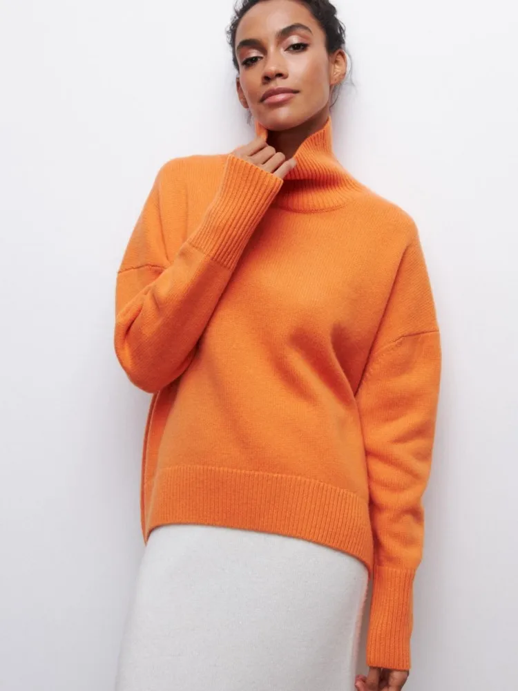 

Turtleneck Sweater Elegant Thick PulloverAutumn Women New Arrival Solid Color Knitted Spring Female Jumper Long Sleeve Sweaters