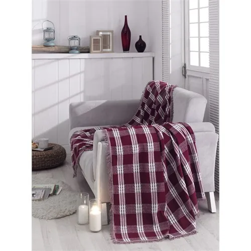 Eponj Home Naturel Seat Cover Woven Max. Plaids Burgundy