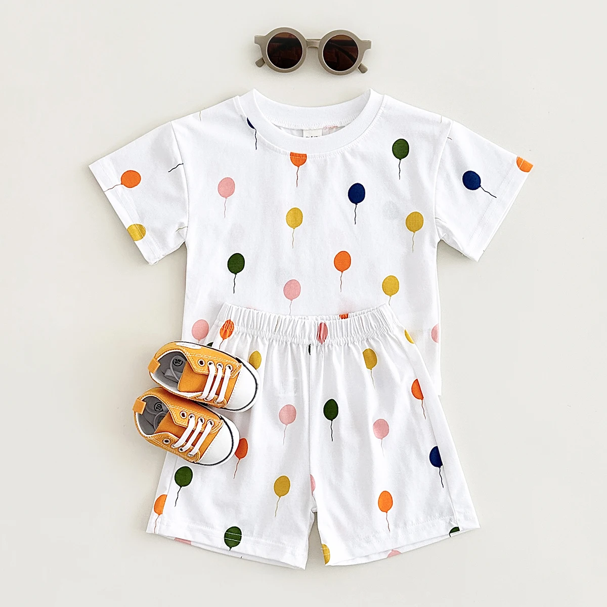 Baby Summer Clothes Infant Outfit Set Colorful Balloon Print Short Sleeved T-shirt+Short Pants 0-3Y Cotton Newborn Boys Sets