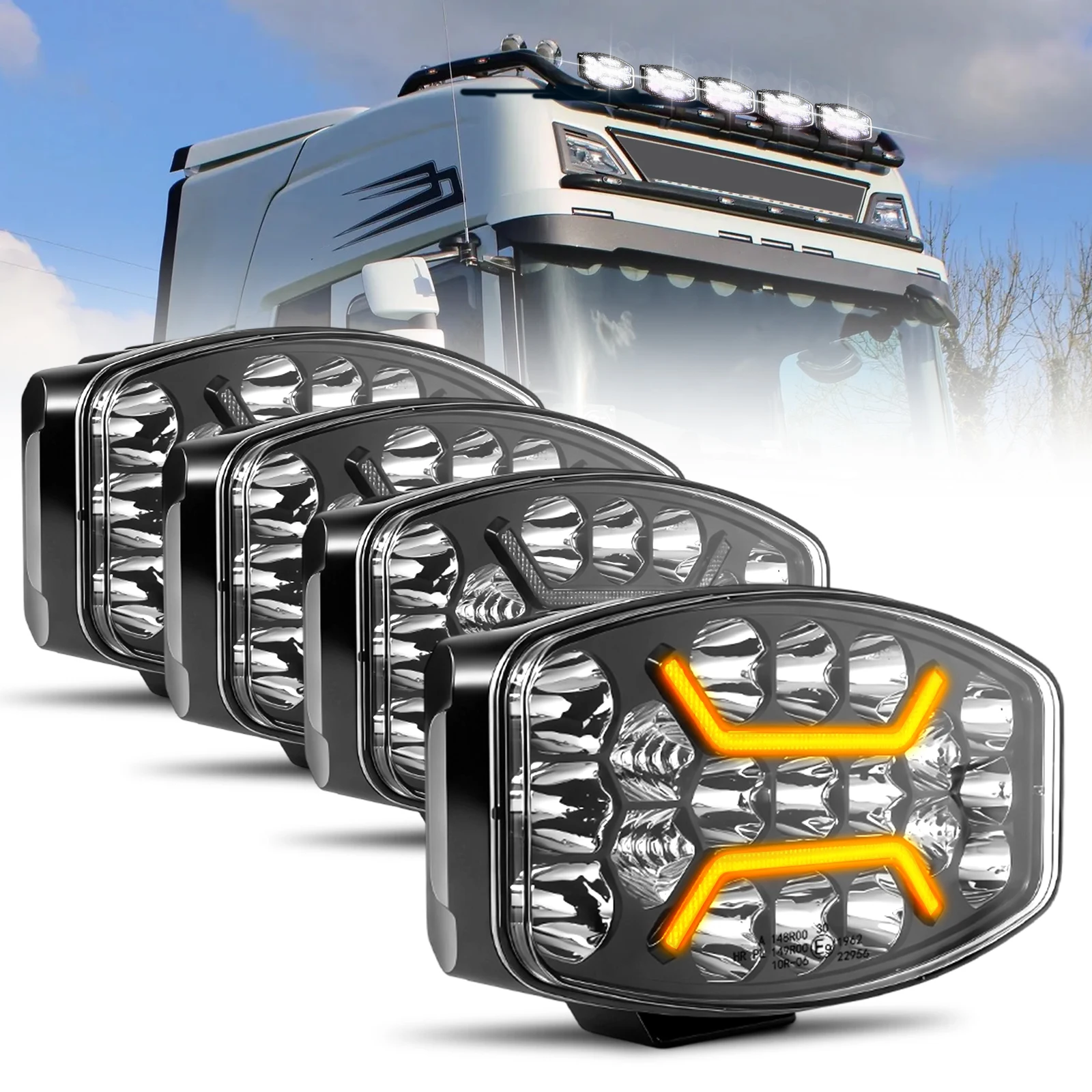 

Светодиодная фара HAOLIDE 10 дюймов, суперяркая, с бело-желтыми ДХО, для грузовиков и внедорожников, 10-30В, дальний и ближний свет, ДХО.