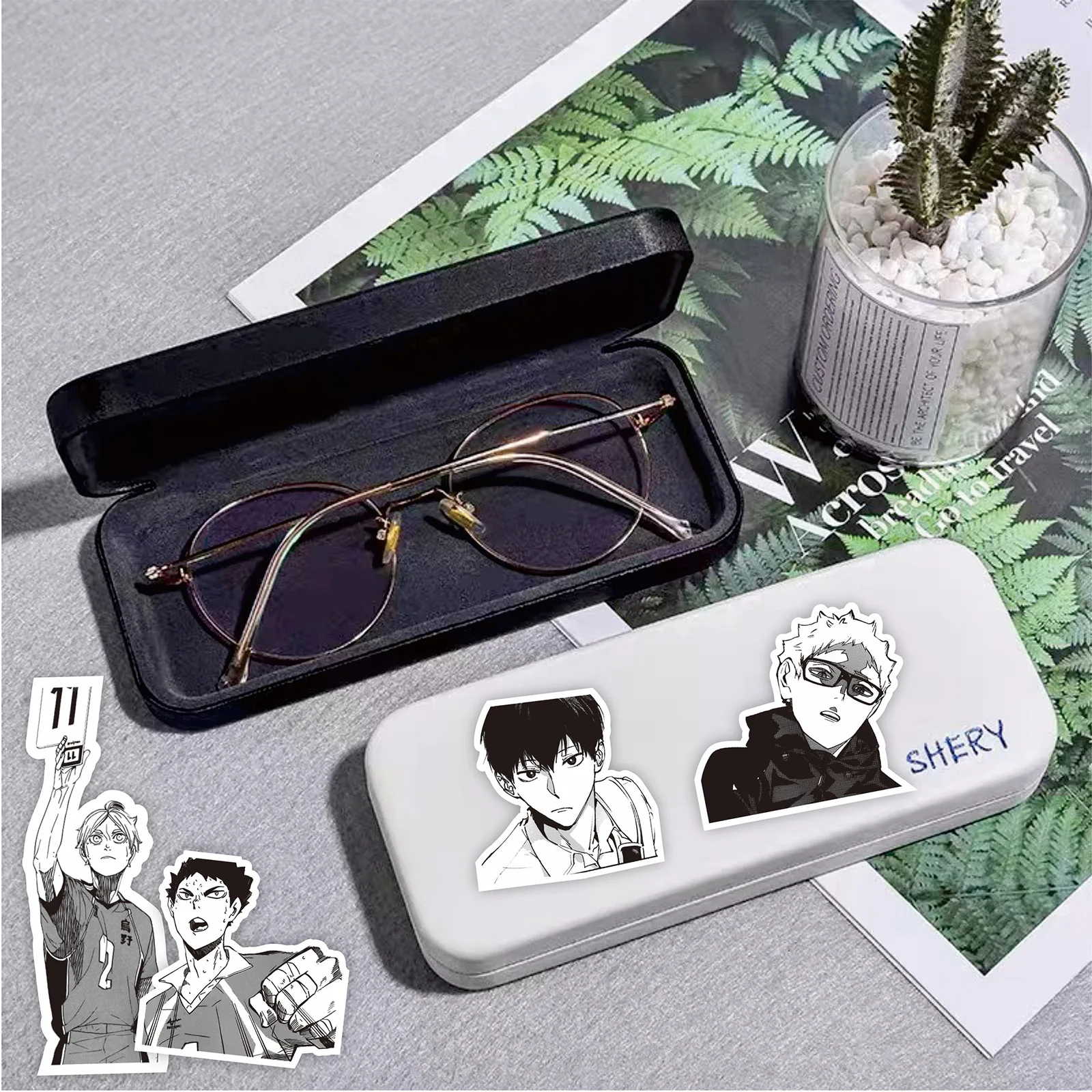 68PCS Black White Haikyuu!! Anime Stickers Decoration Suitcase Scrapbook Laptop Phone Stationery Volleyball Manga Sticker