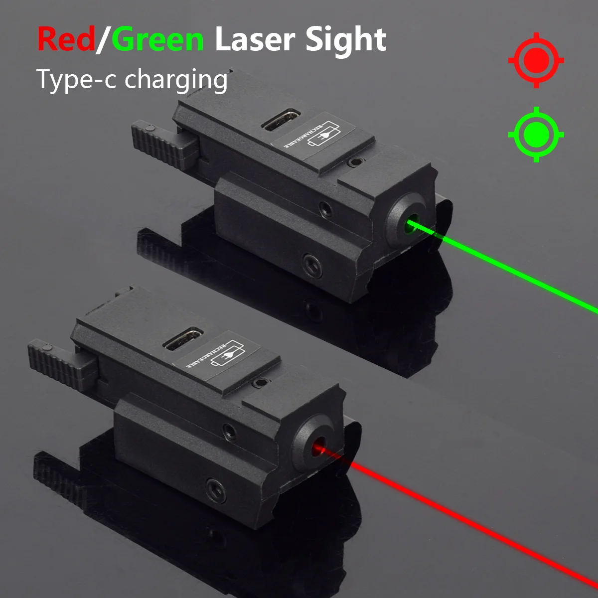 Tactical USB Charging Red Green Laser Sight Scope Airsoft Pistol 11mm 20mm Picatinny Weaver Rail Hunting Shooting Glock 17 19 22