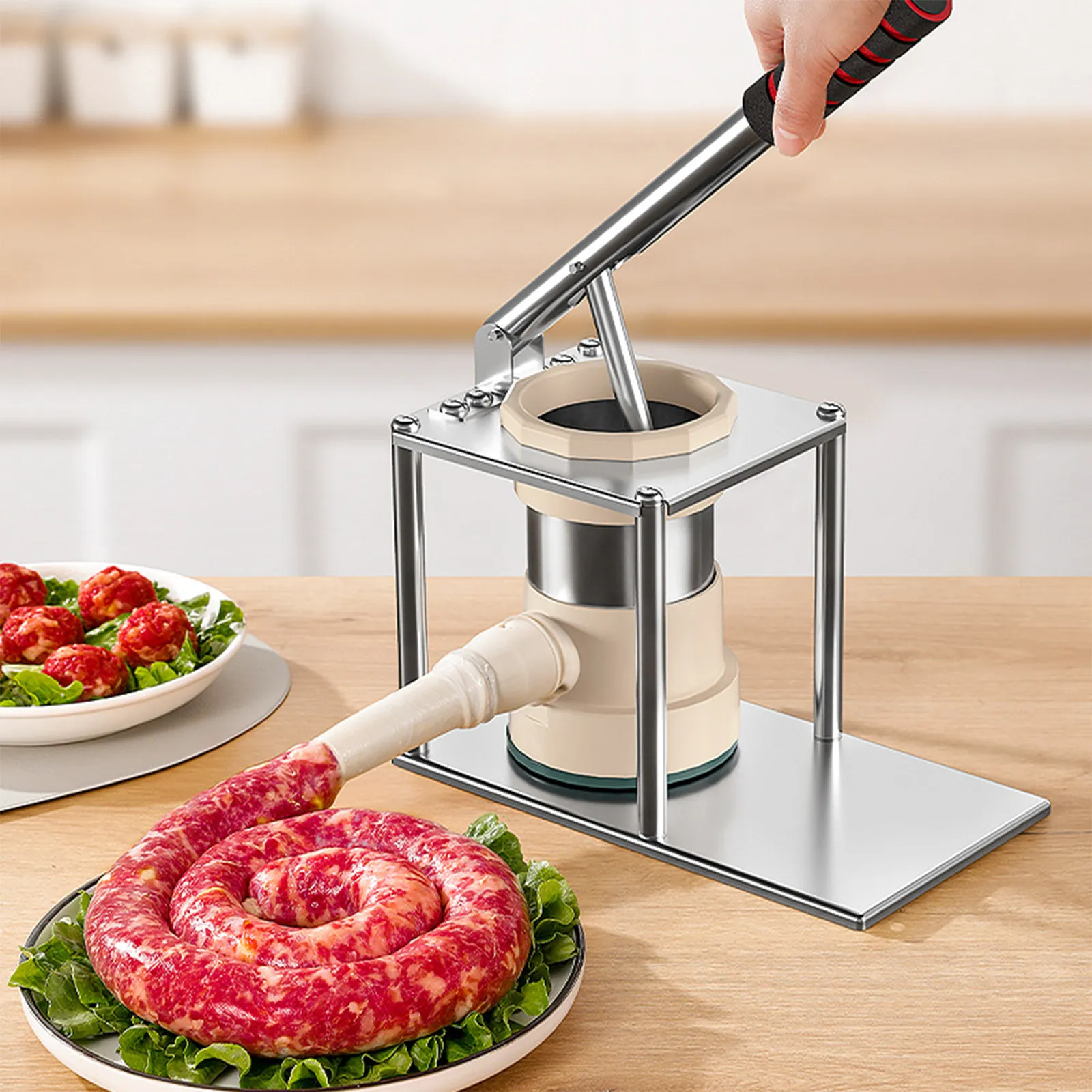 Manual Sausage Stuffer Machine Kit for Home Use – DIY Handmade Sausage Maker, Portable Meat Filler with Easy-Clean Tube
