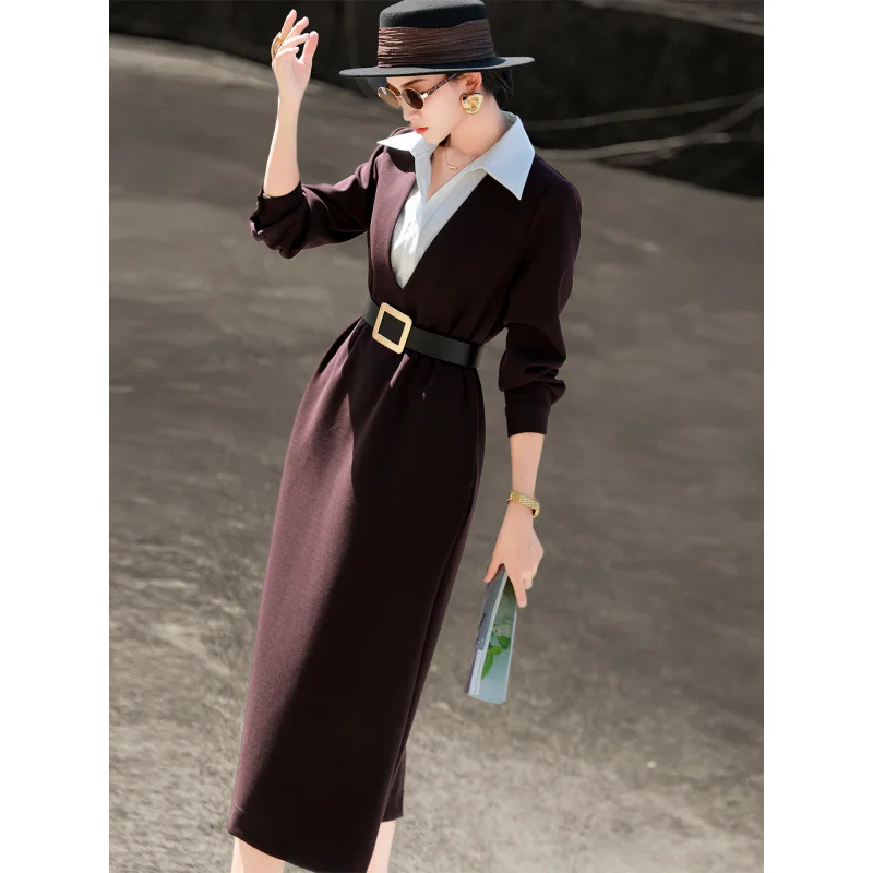 

MEXCOCO 2026Spring new style elegant and sophisticated sleeveless shirt top for commutingVCollared two-piece dress set