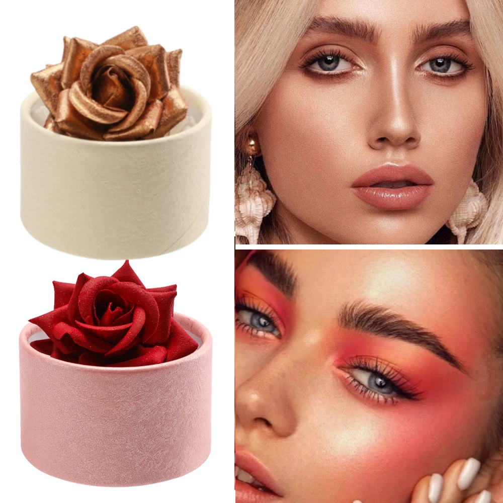 3D Rose Blush Highlighter Naturally Enhances Complexion Small Petal Nude Makeup Easy To Color Long Lasting Women Facial Makeup