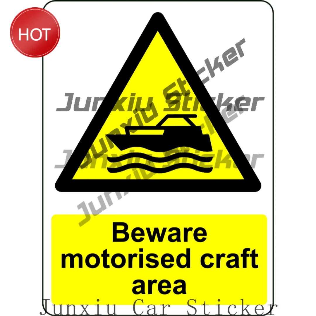 Warning Motorized Craft PVC Safety Sticker For Waterside Activity Areas And Access Gates Water Recreation Safety Decal