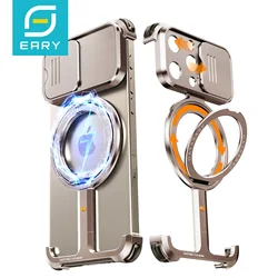 Eary Desert Titanium Phone Case for iPhone 16 15 Pro Max with MagSafe 360° Rotation Magnetic Stand Full Camera Lens Protection