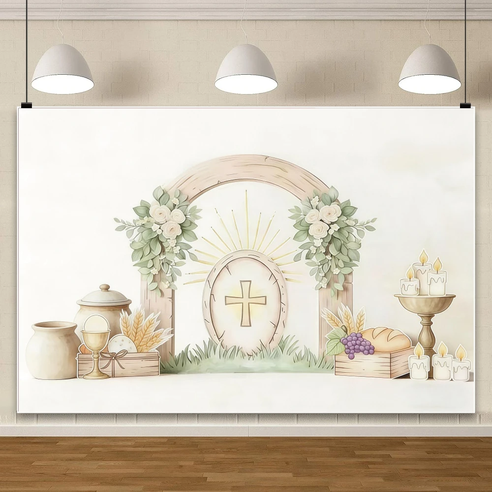 Easter Backgrounds For Photographs Cross Tomb Stone Arch Religious Christian Easter Party Kid Cross Baptism Party Backdrop Decor