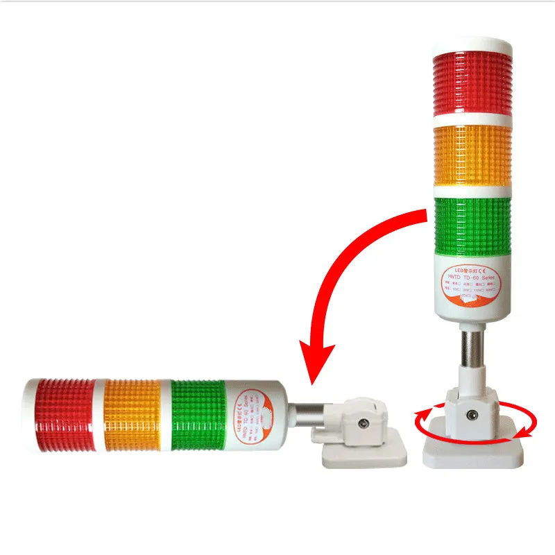 Диаметр 60 мм, 24 В, светодиодные многослойные сигнальные огни, 3 цвета, безопасный складной зуммер, сигнальная лампа для промышленных машин
