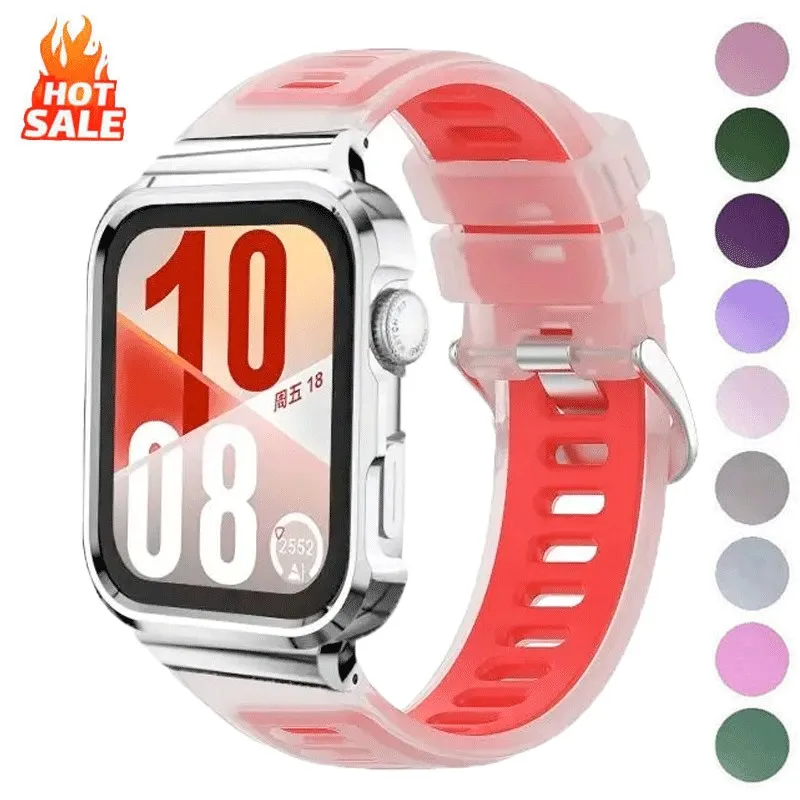 Silikonarmband + Metallrahmen für Huawei Watch Fit4 Pro Smart Watch Protector mit Bandhülle für Huawei Watch Fit4 ProAccessoris