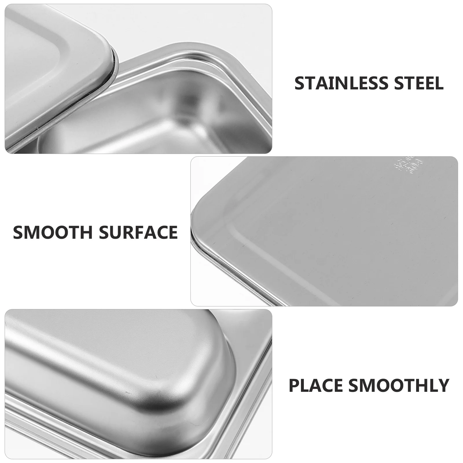 

1Pcs Stainless Steel Lunch Compartment Plate Rectangular 4 Section Divided Food Tray for Hiking Camping Portion Control