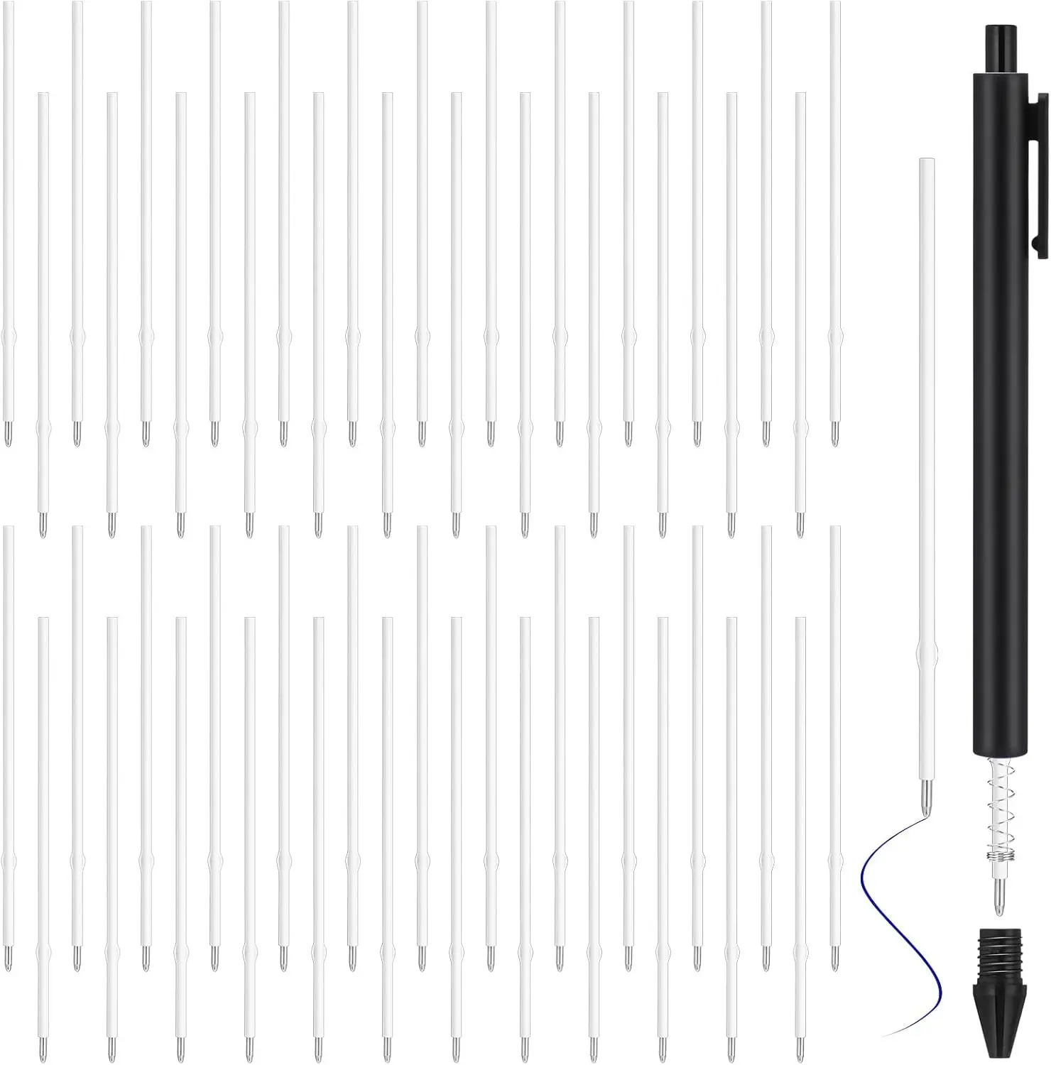 40 Pcs 1.0mm Retractable Ballpoint Pen Refills Bulk Replacement Ballpoint Ink Pen Refills Smooth Writing for Click Ball Point