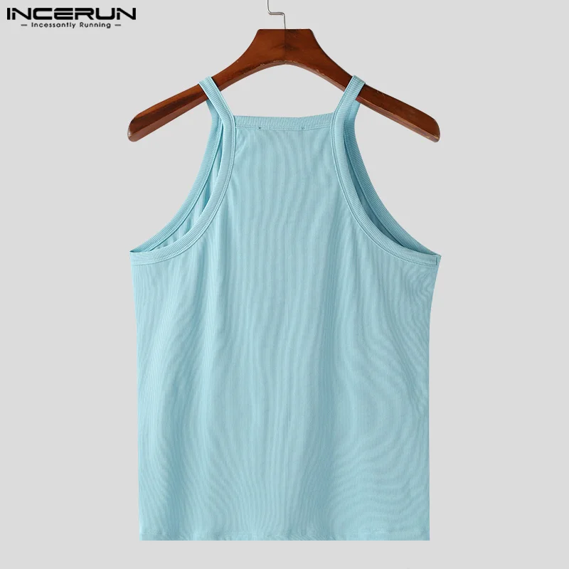 INCERUN Men Tank Tops Solid Color O-neck Sleeveless Fitness Casual Male Vests 2024 Streetwear Summer Fashion Men Clothing S-5XL