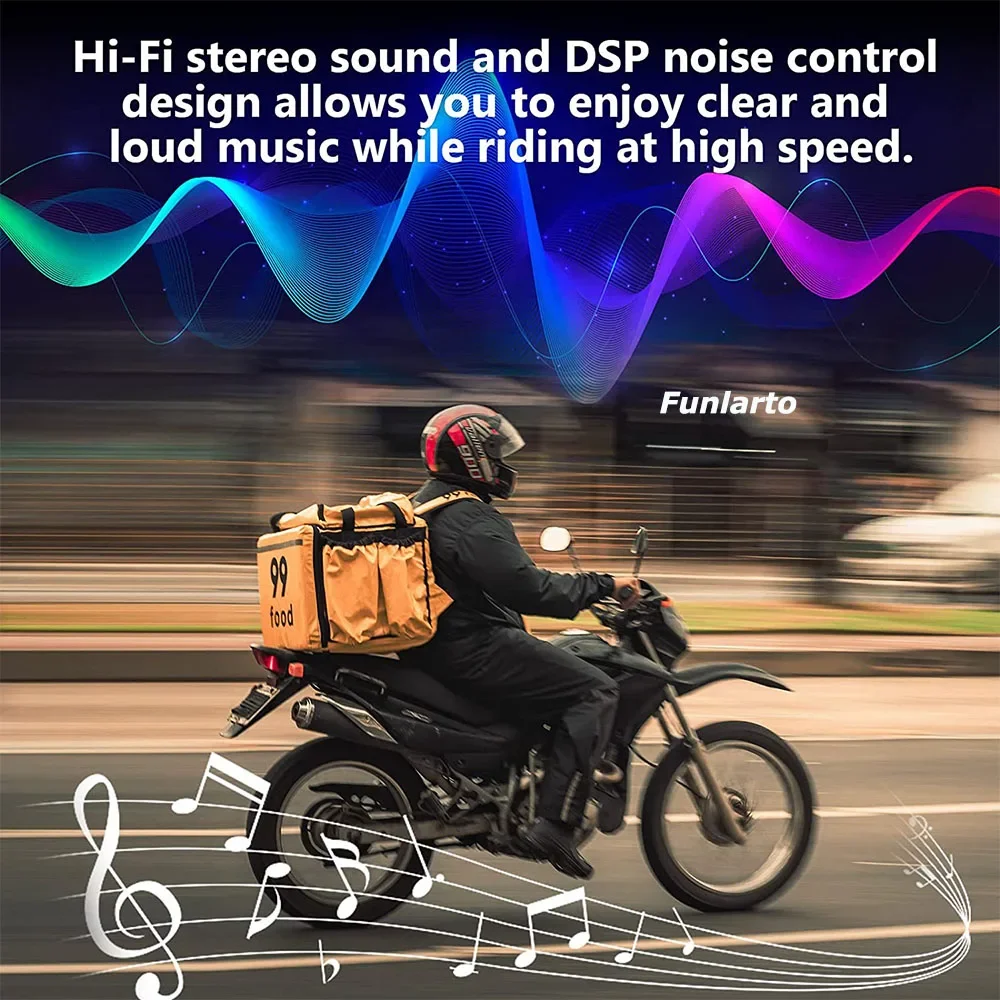 Motorcycle Helmet Bluetooth Headsets Bluetooth 5.3 Waterproof Bone Conduction Motorcycle Bluetooth Speaker with DSP Microphone