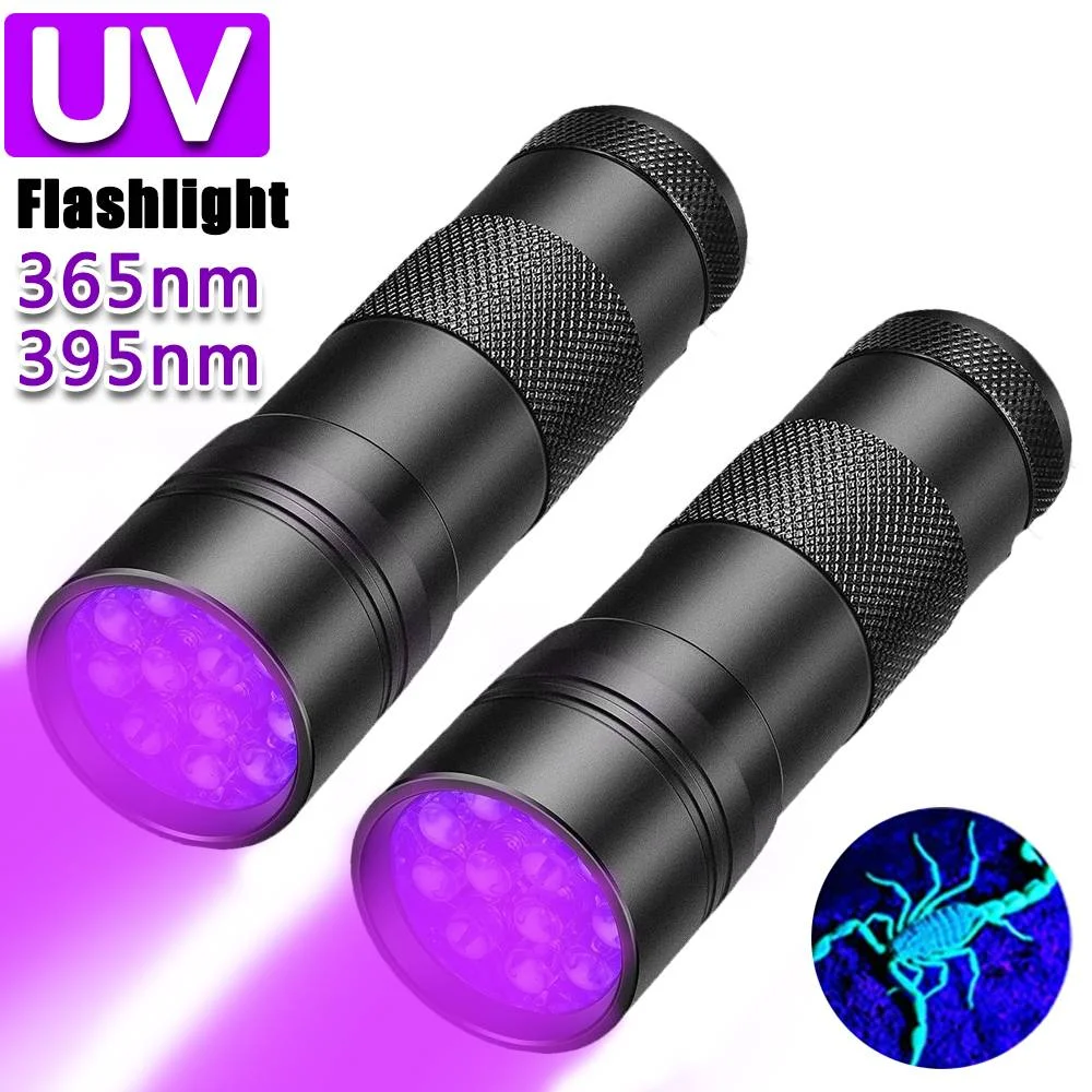 12/21/51LED UV Ultraviolet Flashlight Blacklight 395NM Mini Torch Flash Lamp Pet Urine Stains Portable Black Light Flashlights