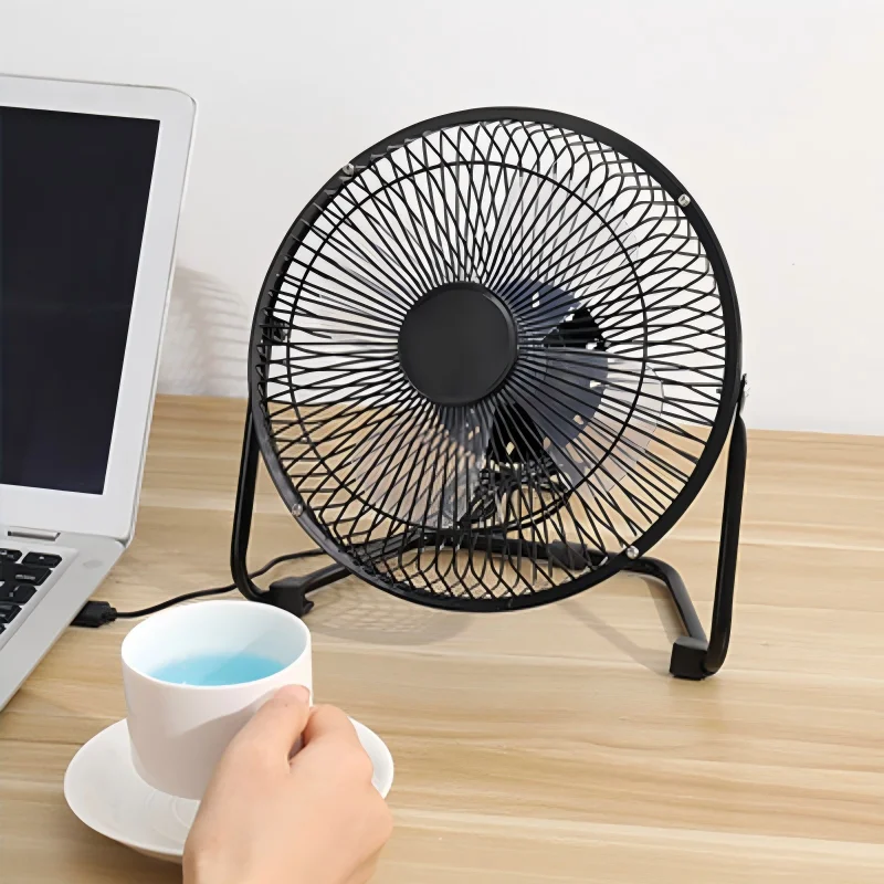 Mini USB Desktop Fan Lightweight Portable Rotatable Cooling Fan 14.5x15cm for Outdoor Work Emergency Home Office