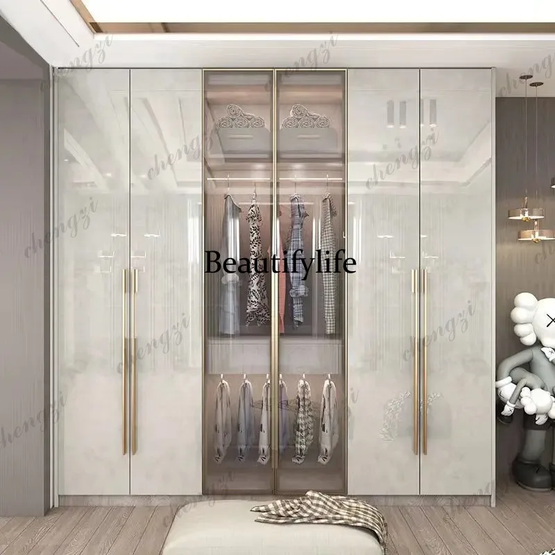 Z138 Support Storage Wardrobes Glass Door Shelves Organizers Luxury Wardrobe Bedroom Storage ClothesCupboard