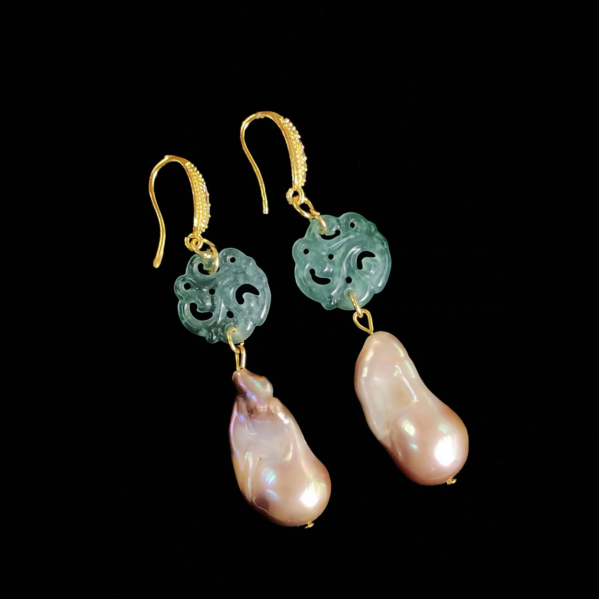 

New Chinese Style Baroque Pearl Hook Earrings Burmese Jade Drop Dangle Earrings Charm Fashion Luxury Women's Jewelry Gifts