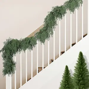 أكاليل السرو عيد الميلاد YeeNanee Royal Touch ، الأرز الاصطناعي ، الصنوبر ، كرمة للسلالم ، السور ، عباءة الطاولة ، ديكور المنزل في عيد الميلاد أعلى 8 مبيعات عقدة كروم - رقم 2