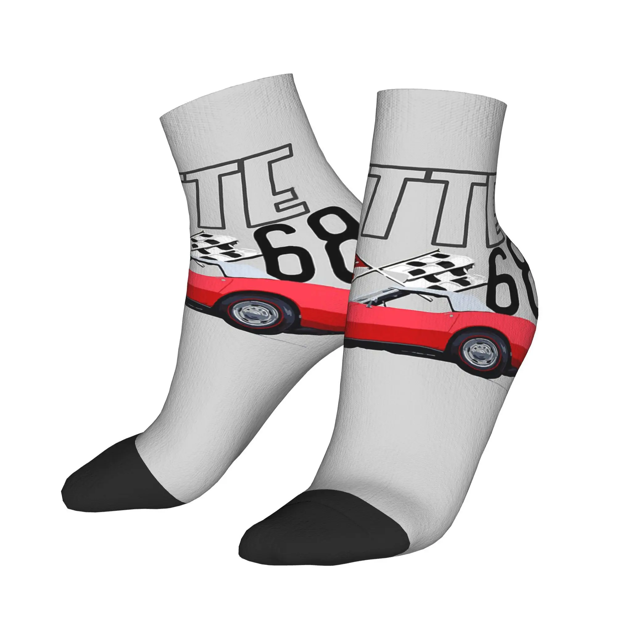 

Классические автомобильные носки Red Corvette C3 1968 года, чулки в стиле Харадзюку, всесезонные носки, аксессуары для подарка на день рождения унисекс
