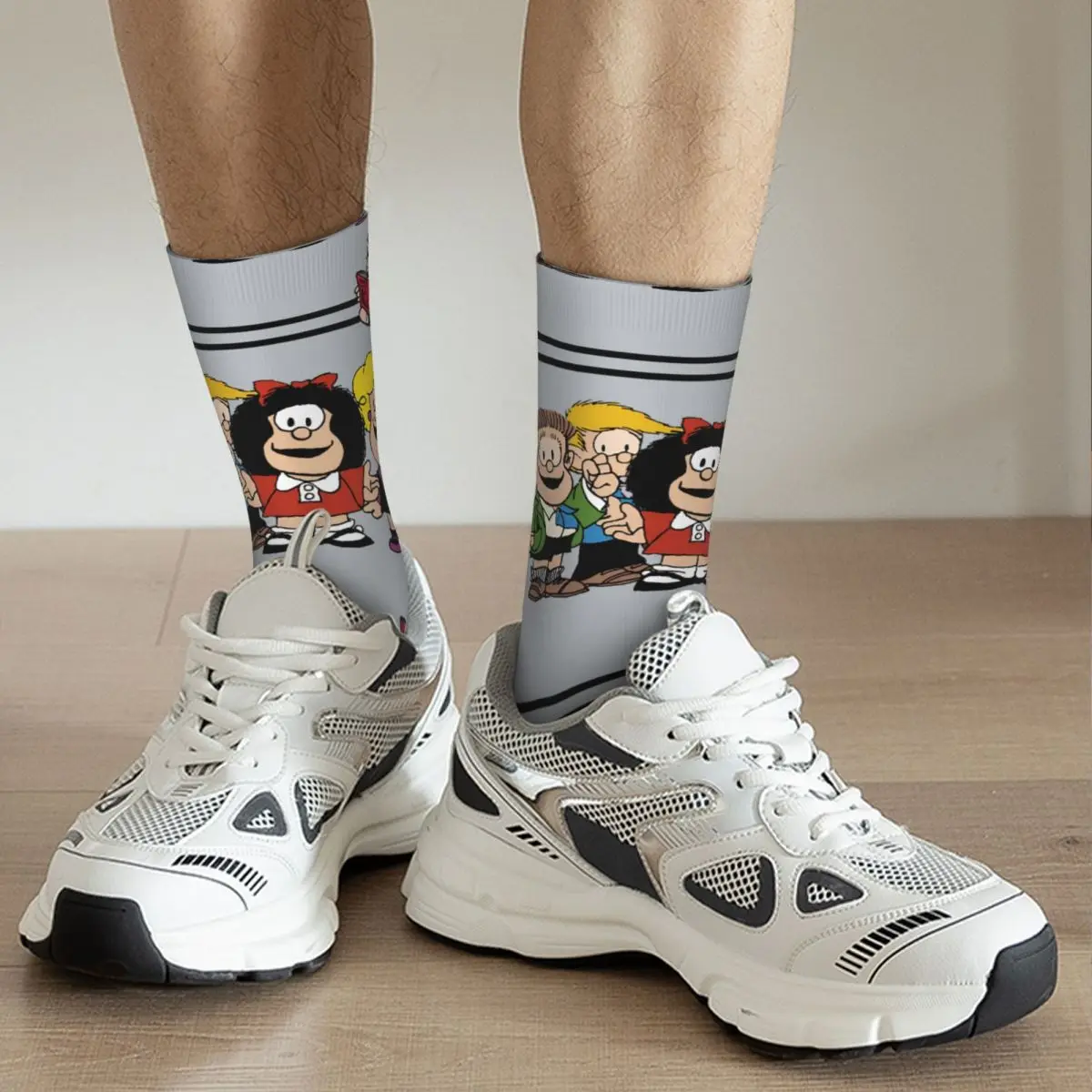 Chaussettes rétro Friends pour hommes, dessin animé Mafalda, unisexe, Style de rue, motif imprimé, drôle, cadeau pour équipage