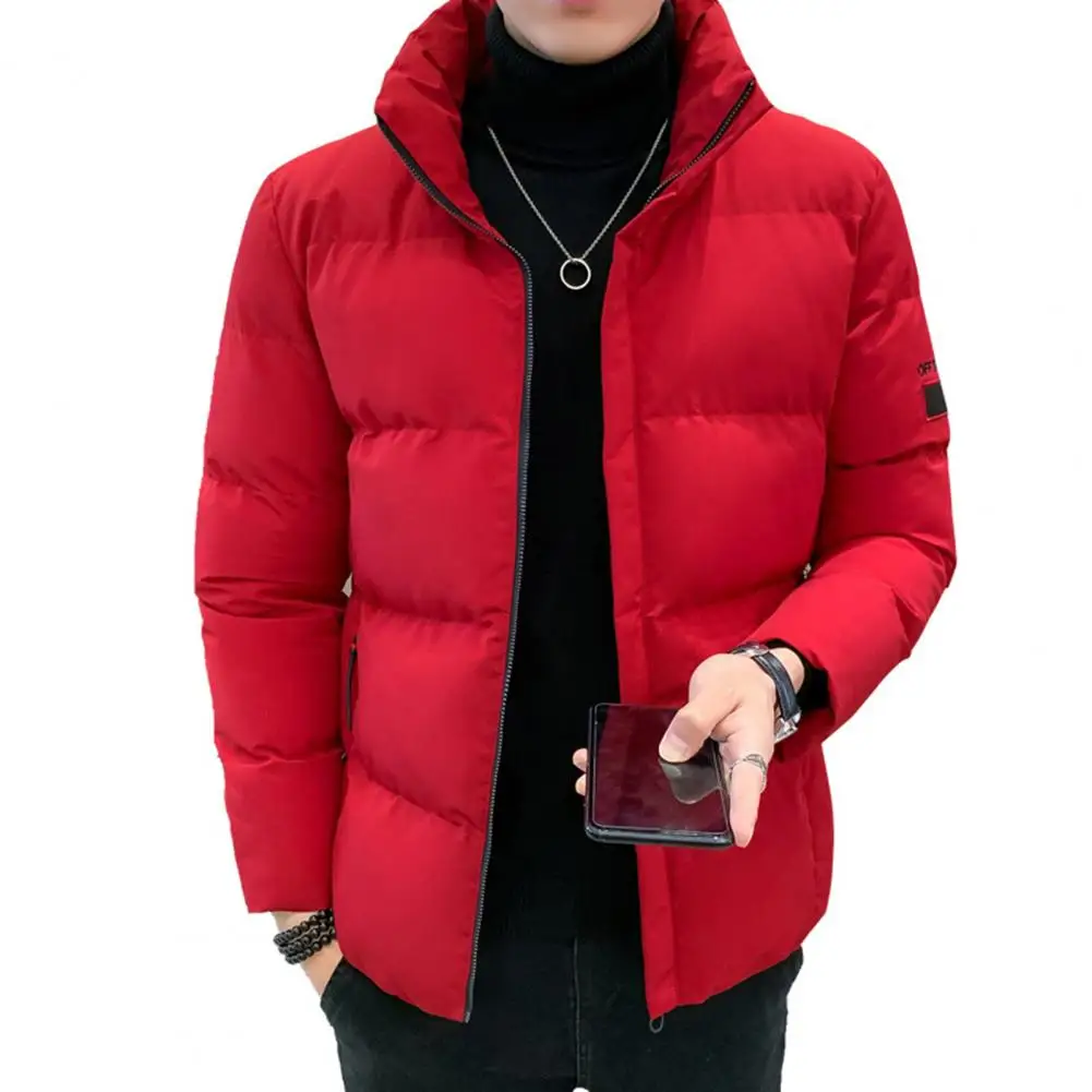 Plus Size Männer Parka Mantel Baumwolle gepolstert Stehkragen Brief Stickerei koreanischen Stil kälte feste flauschige Füllung Parkas Jacke