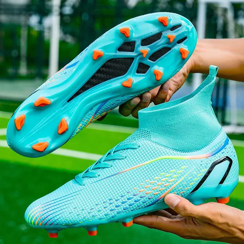 Men Football Shoes Outdoor Long Spikes Ankle Training Soccer Shoes Cleats Sport Ultralight Professional Football Boots Sneakers